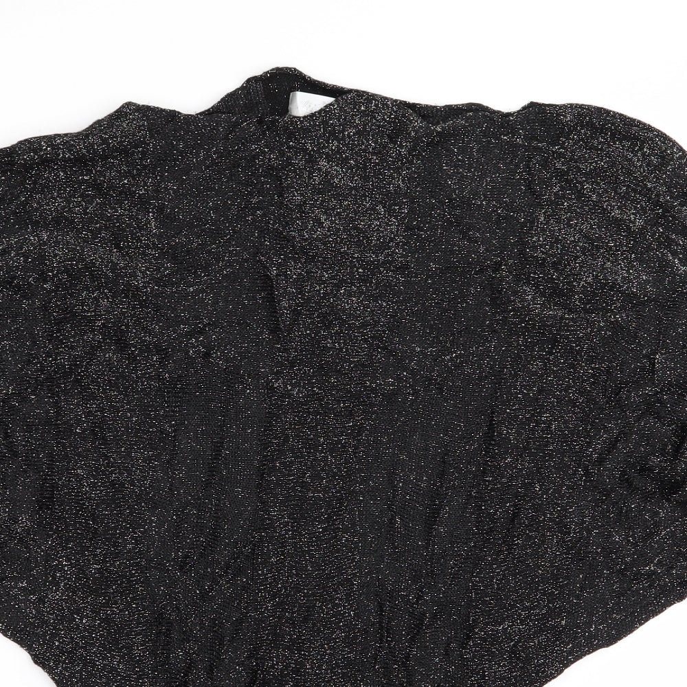 Miss Harvey Womens Black   Pullover Jumper One Size  - Glittery Batwing Jumper