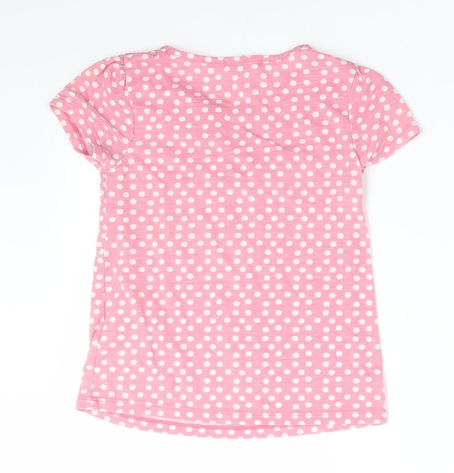 John Lewis Girls Pink Polka Dot  Basic T-Shirt Size 6 Years
