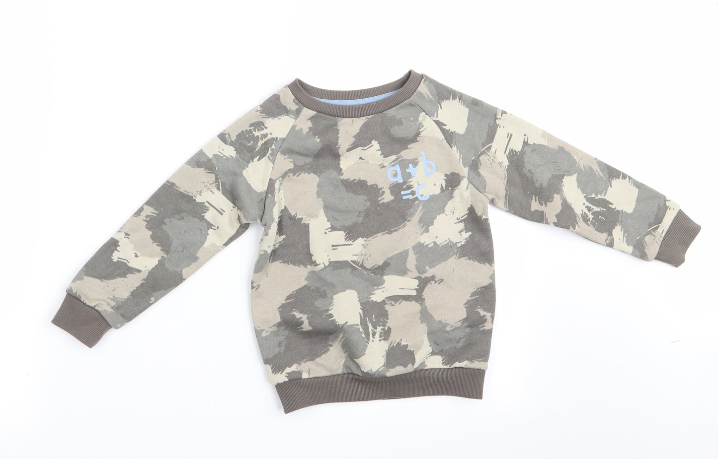 Primark Boys Green Camouflage  Pullover Sweatshirt Size 2-3 Years  - a + b = c