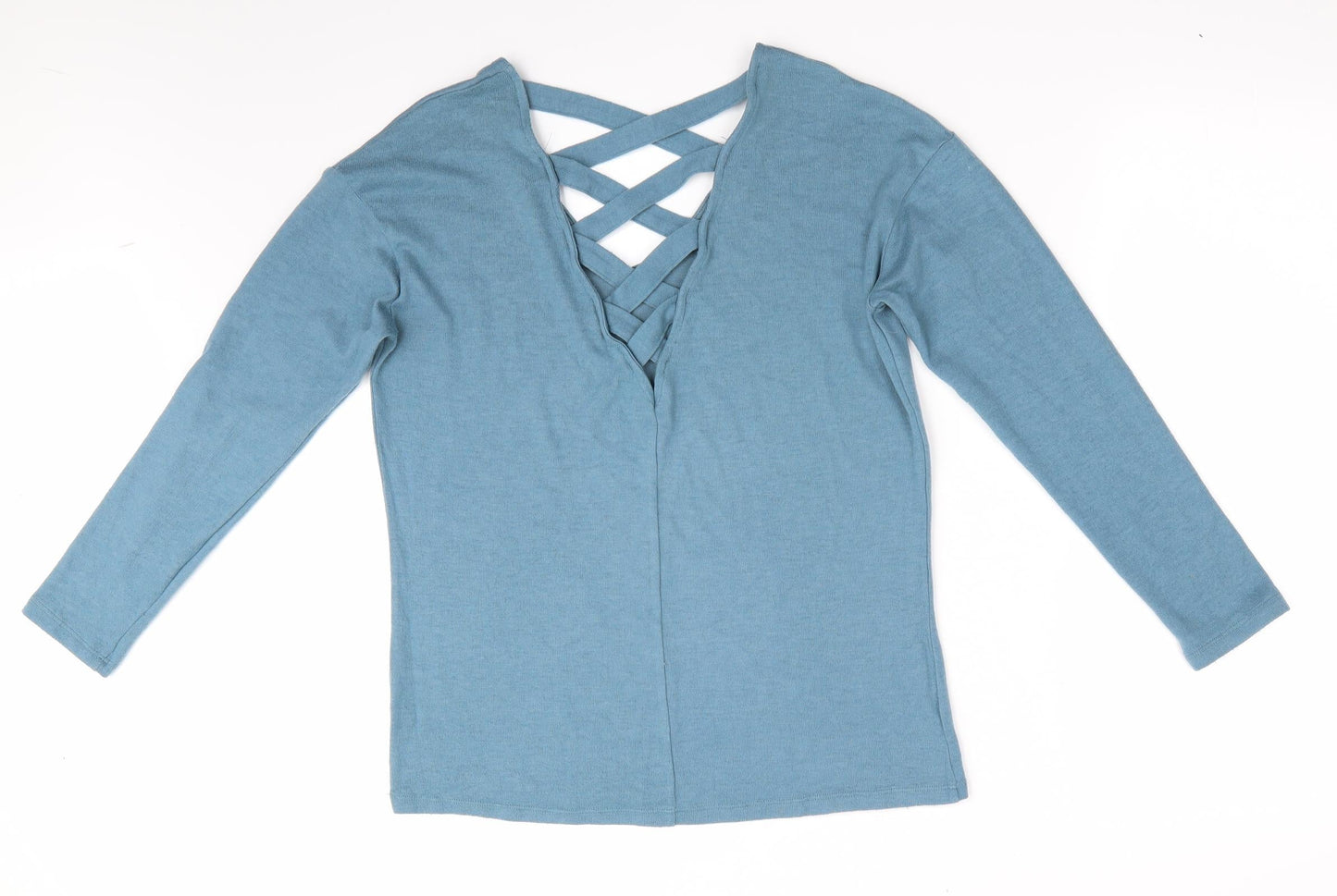 Preworn Womens Blue   Pullover Jumper   - Chris Cross Back detail