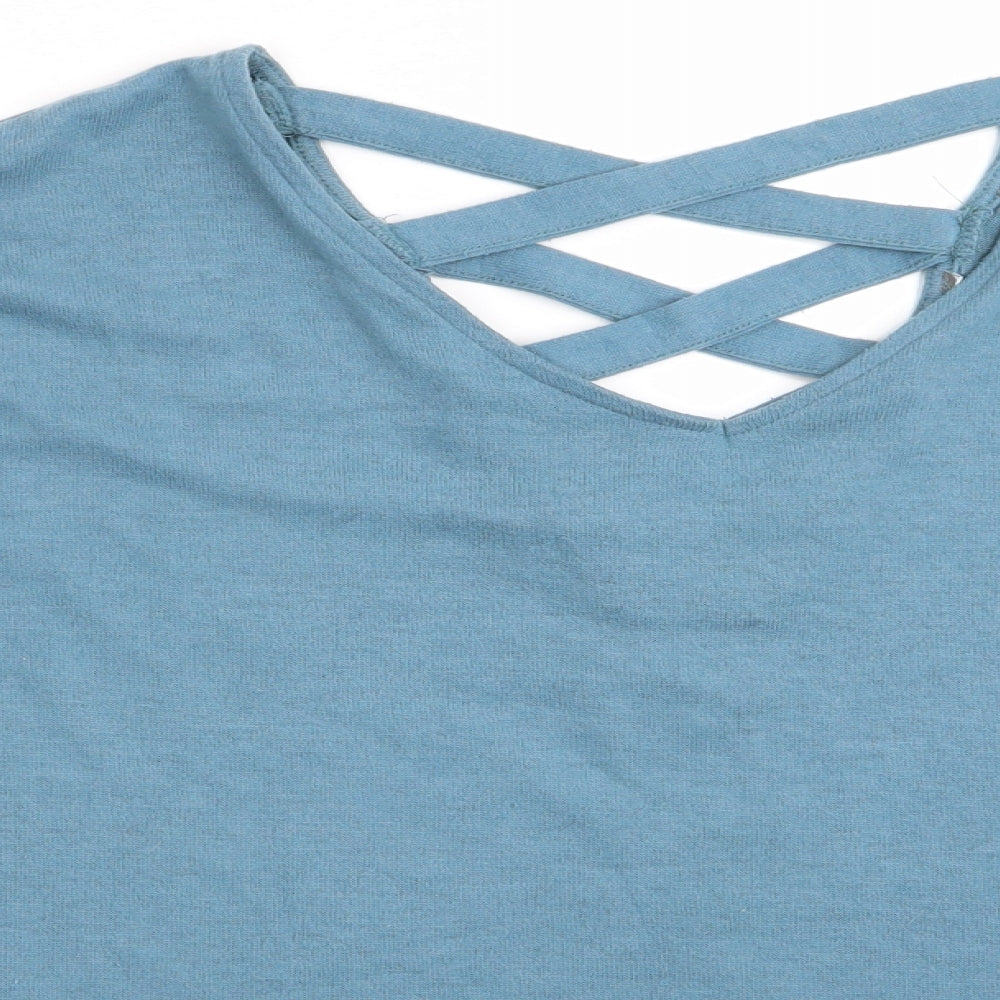 Preworn Womens Blue   Pullover Jumper   - Chris Cross Back detail