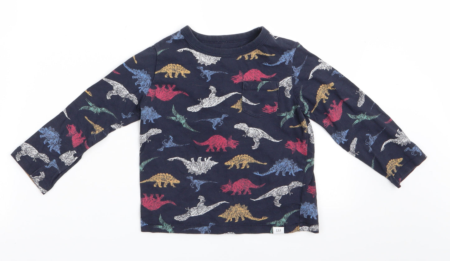 Gap Boys Blue Animal Print  Pullover Casual Size 3 Years  - Dinasour Print