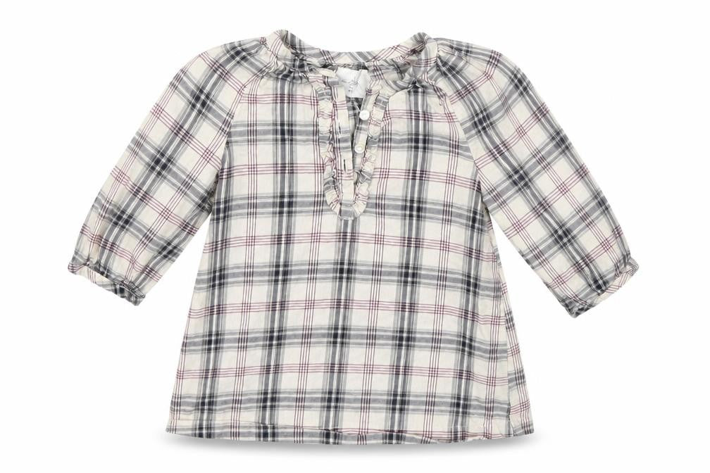 Front view of H&M girls’ multicoloured check a-line, size 3-6, months