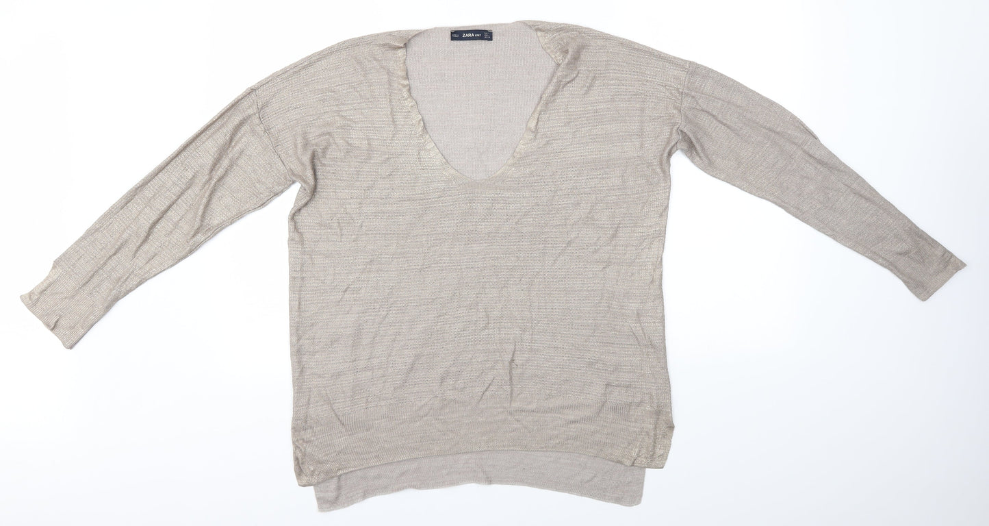 Zara Womens Brown   Pullover Jumper Size L