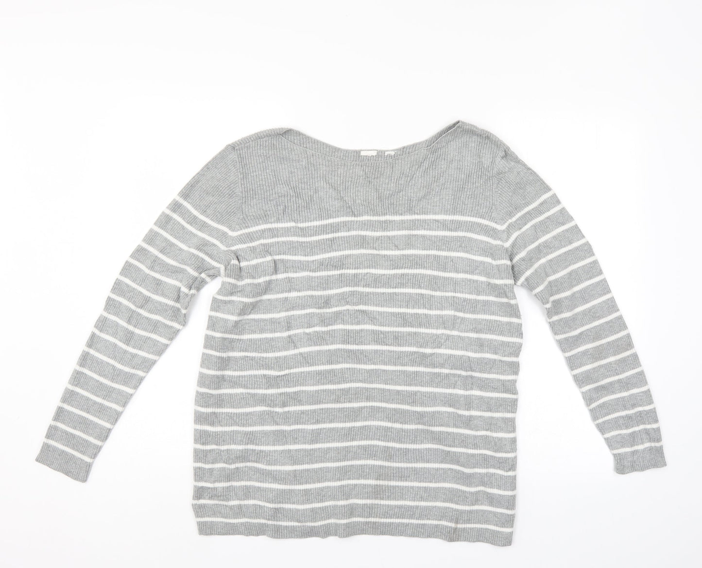Preworn Womens Grey Striped  Pullover Jumper Size L
