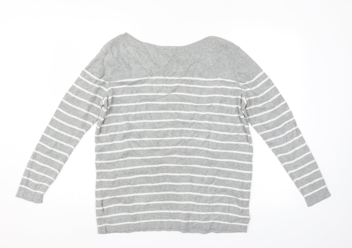 Preworn Womens Grey Striped  Pullover Jumper Size L