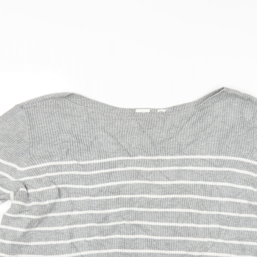 Preworn Womens Grey Striped  Pullover Jumper Size L