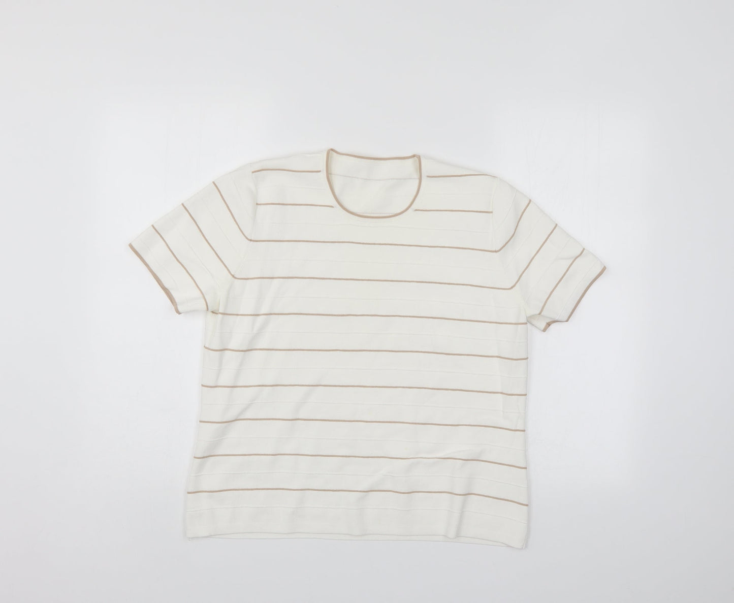 Preworn Womens White Striped  Pullover Jumper Size 18