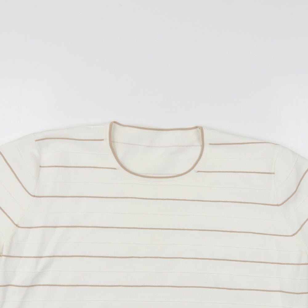 Preworn Womens White Striped  Pullover Jumper Size 18