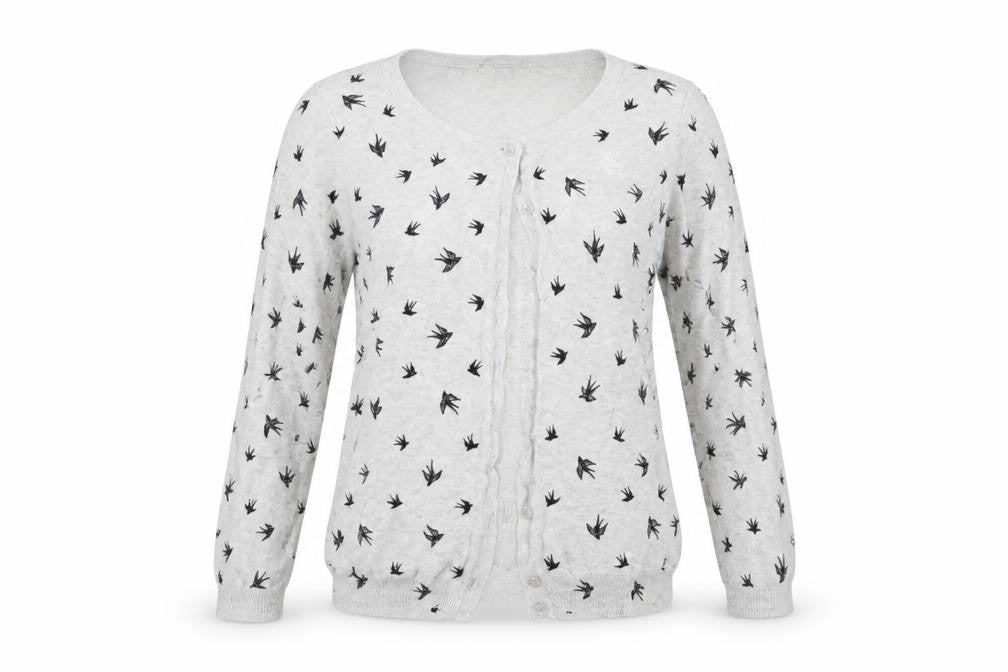 Front view of Atmosphere women’s grey shrug jumper, size UK 10