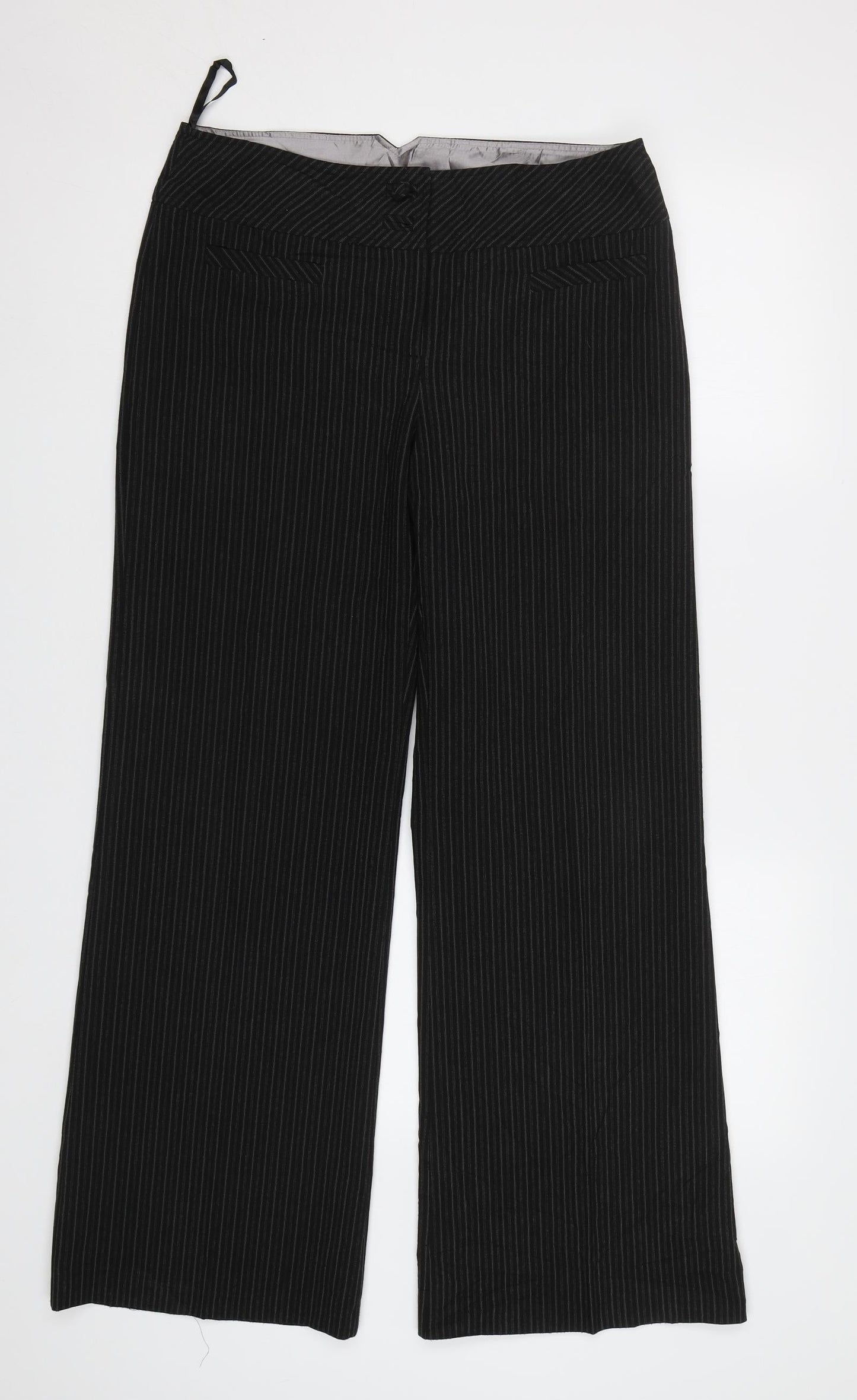 Dorothy Perkins Womens Black Striped  Dress Pants Trousers Size 12 L31 in