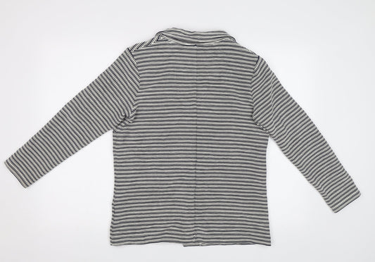 M&S Womens White Striped  Jacket Blazer Size 14