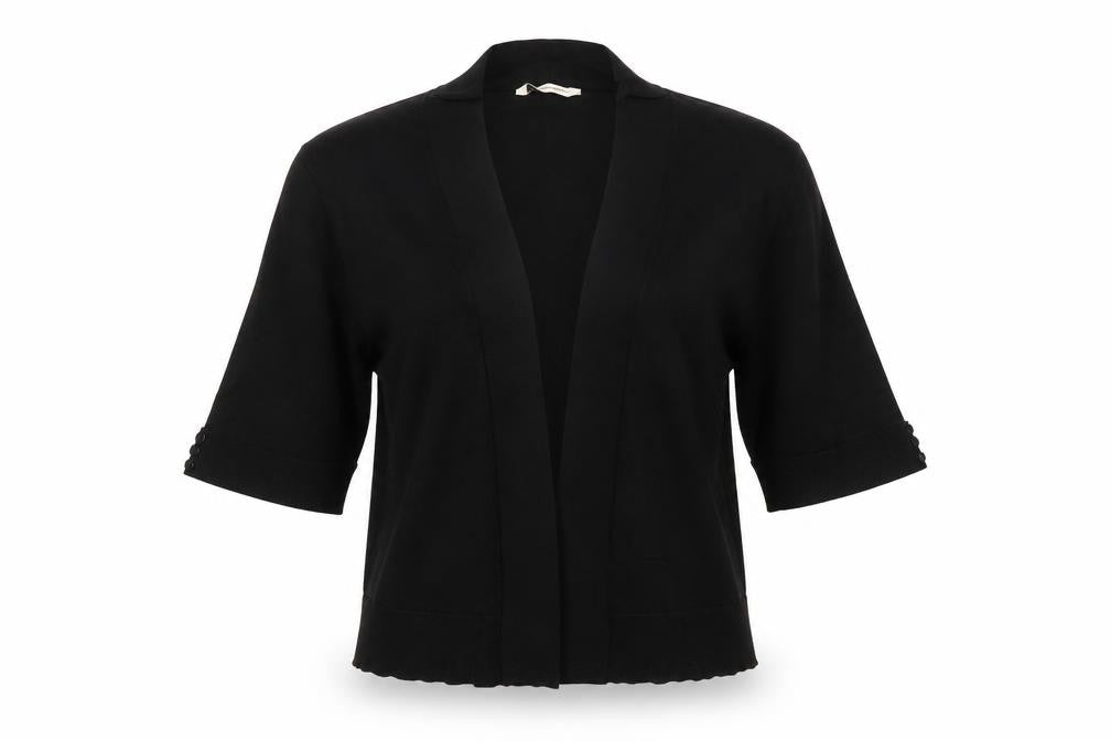 Front view of Tru Collection women’s black cardigan jumper, size M