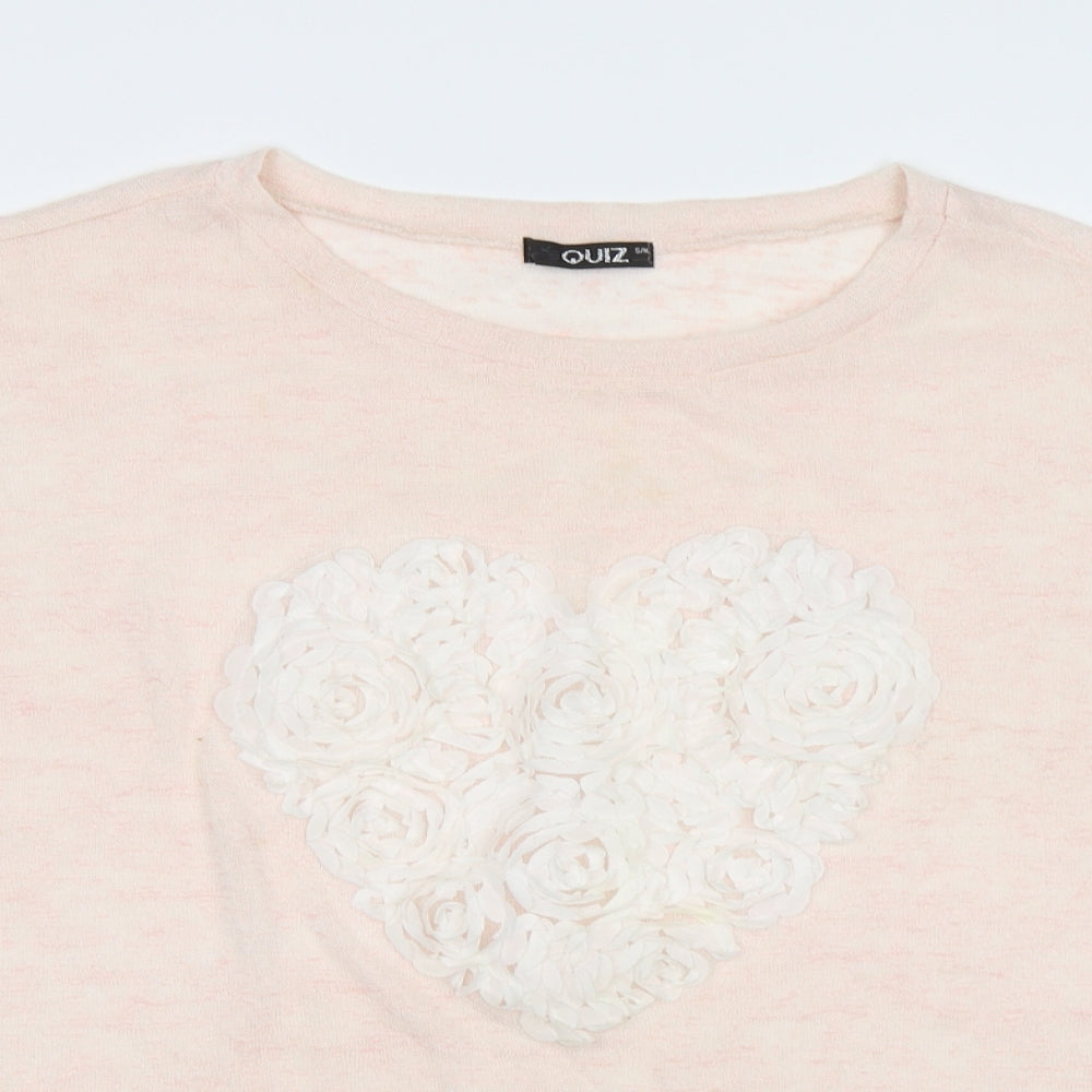 Quiz Womens Pink   Pullover Jumper Size M  - Heart