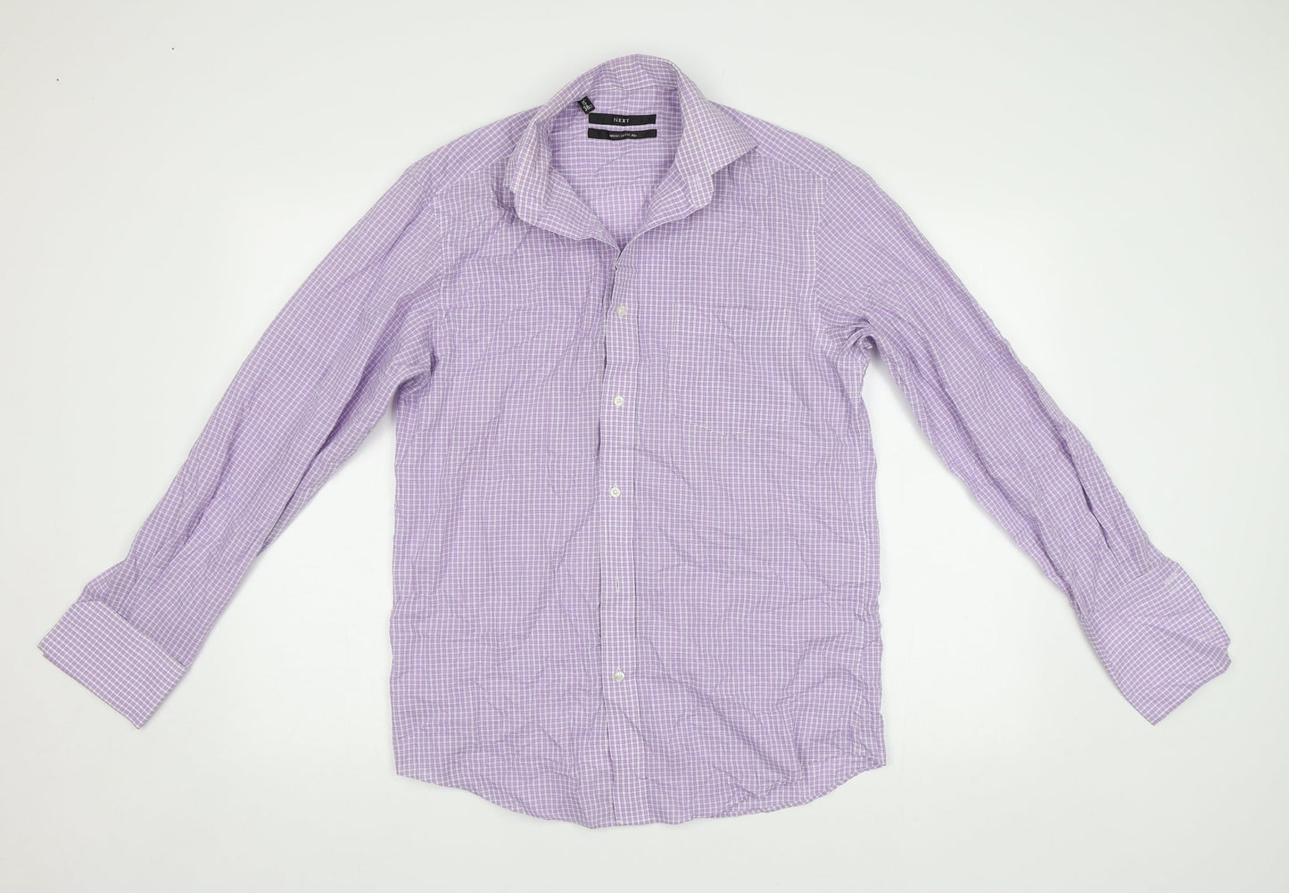 NEXT Mens Purple Check   Button-Up Size 15.5