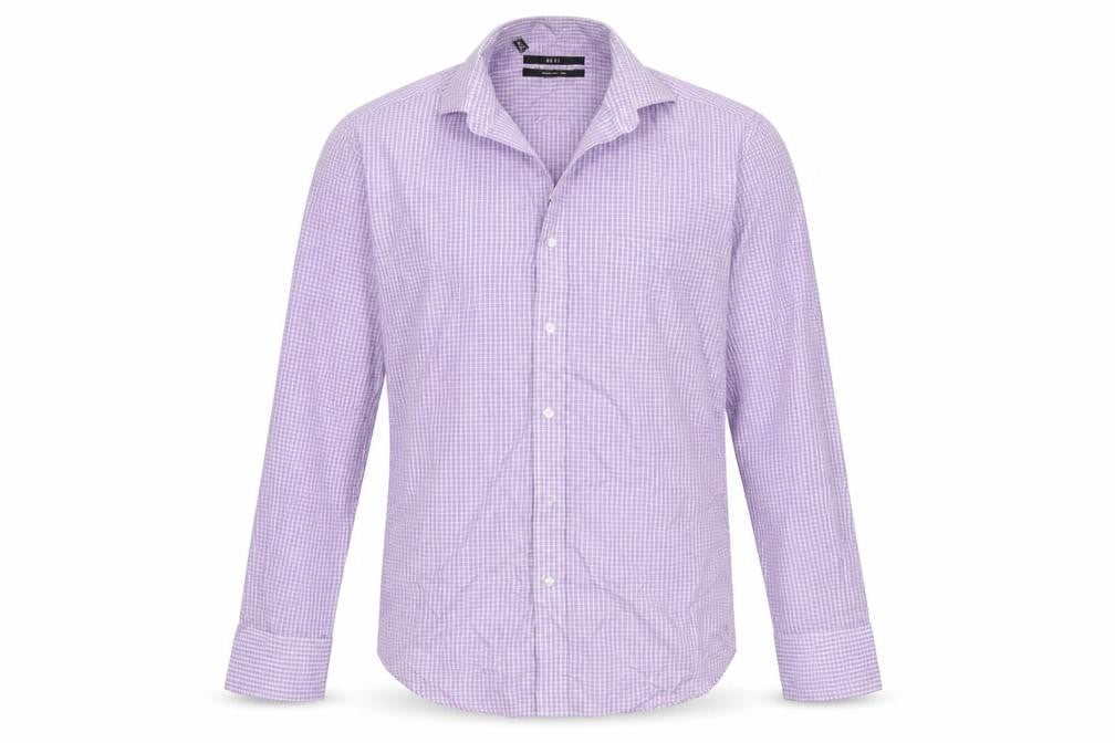 NEXT Mens Purple Check   Button-Up Size 15.5
