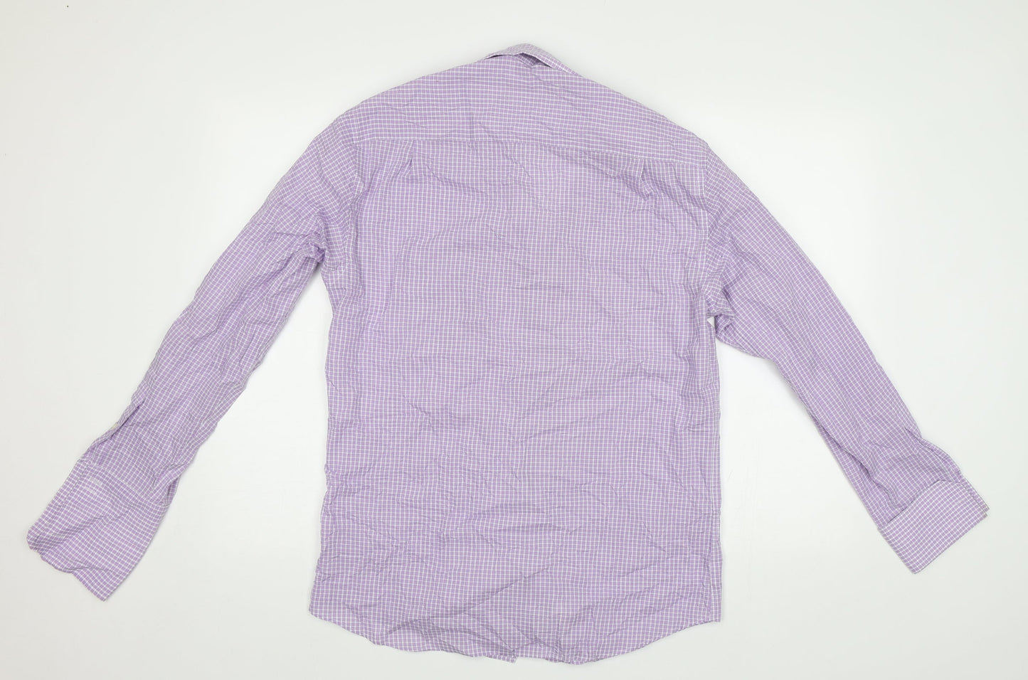 NEXT Mens Purple Check   Button-Up Size 15.5