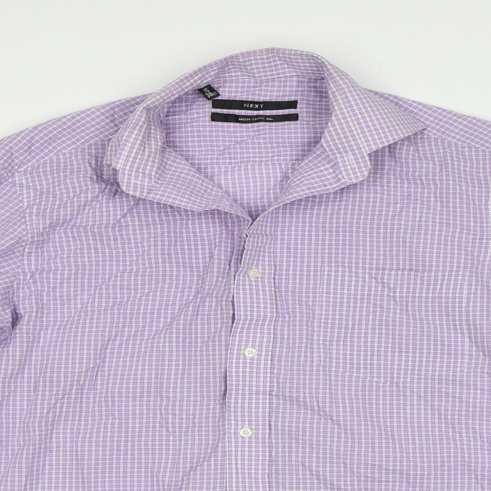 NEXT Mens Purple Check   Button-Up Size 15.5
