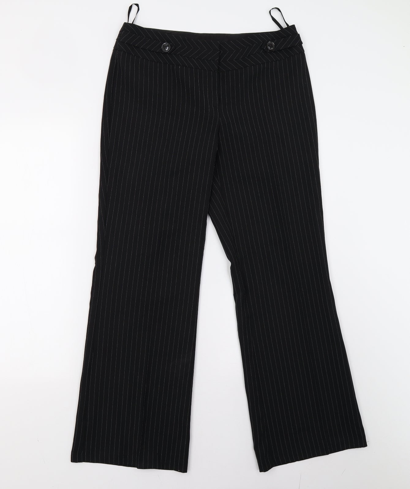 Evie Womens Black Striped  Trousers  Size 10 L28 in