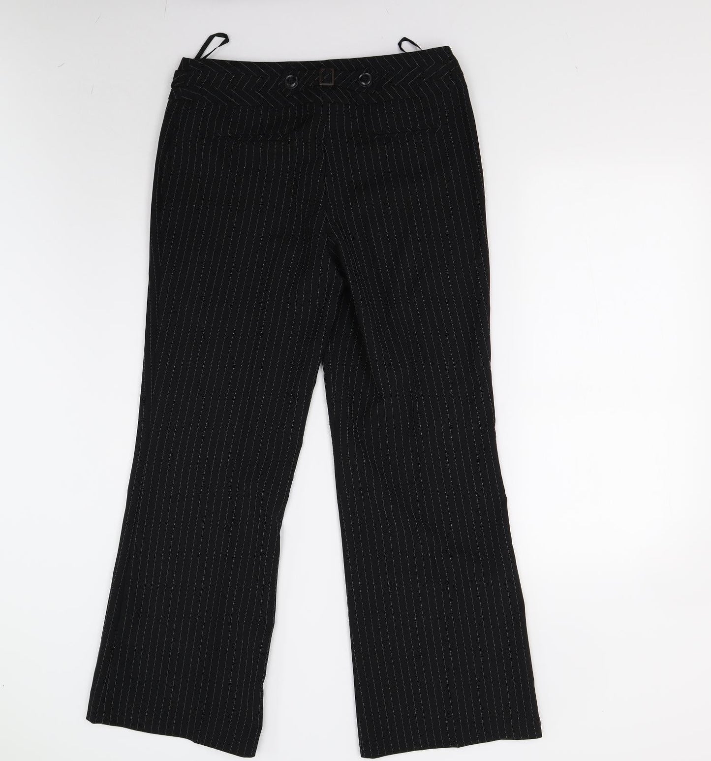 Evie Womens Black Striped  Trousers  Size 10 L28 in