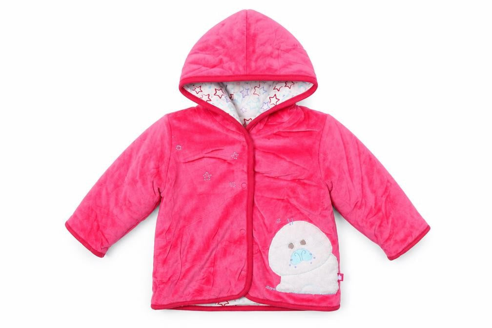 Front view of Marks & Spencer girls’ pink jacket, size 3-6, months