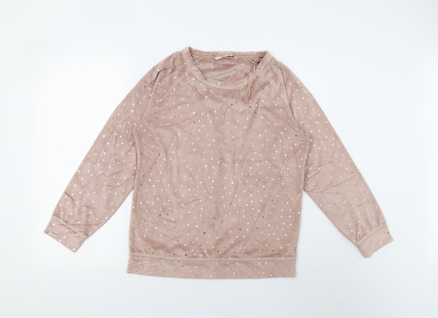 TU Womens Brown Polka Dot Fleece Top Pyjama Top Size 10