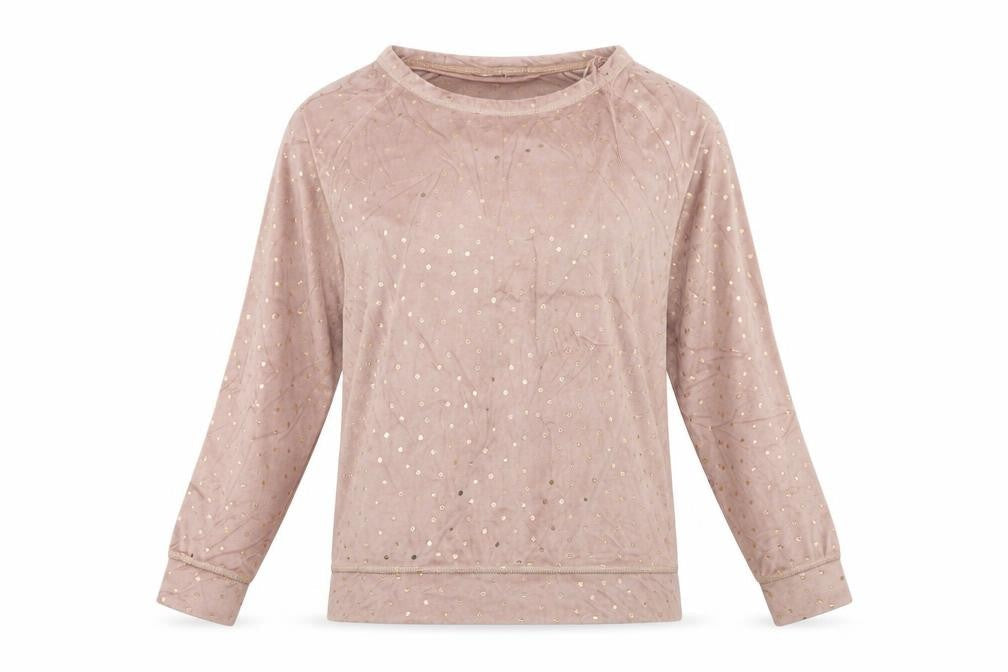 TU Womens Brown Polka Dot Fleece Top Pyjama Top Size 10