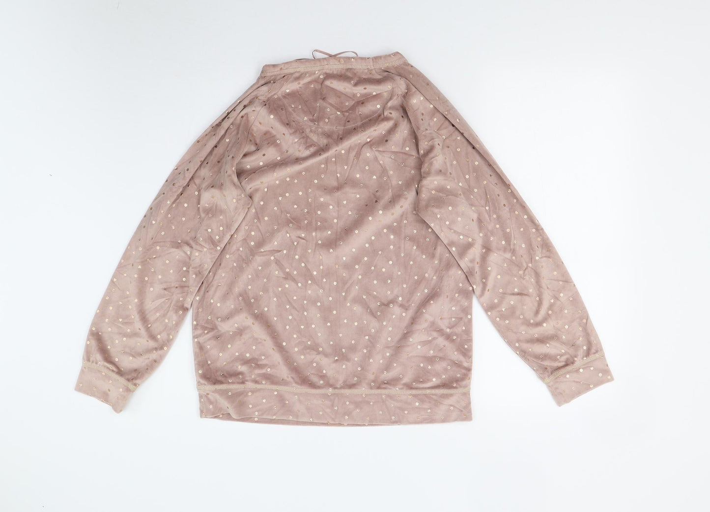 TU Womens Brown Polka Dot Fleece Top Pyjama Top Size 10