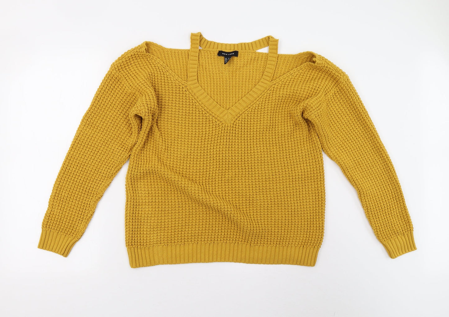 New Look Womens Yellow  Knit Pullover Jumper Size S