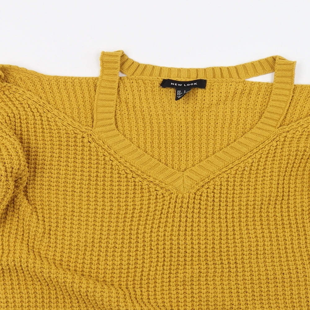 New Look Womens Yellow  Knit Pullover Jumper Size S