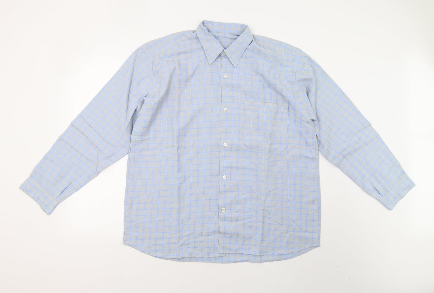 Preworn Mens Blue Check   Button-Up Size XL