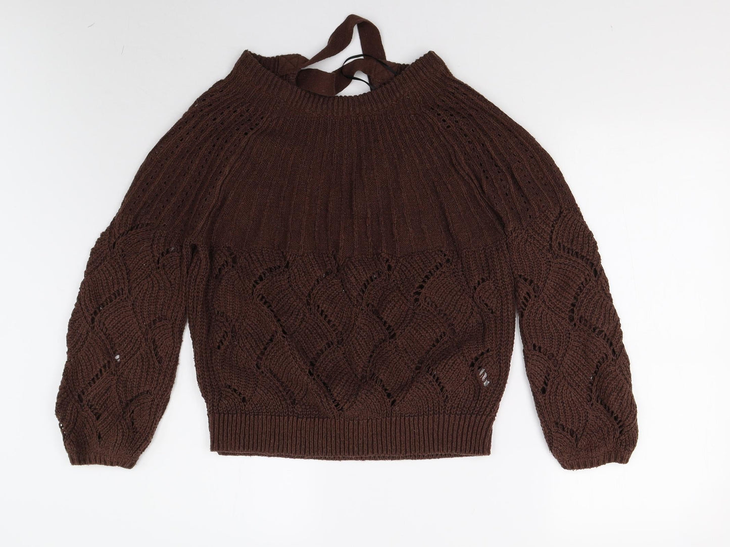 VILA Womens Brown  Knit Pullover Jumper Size S