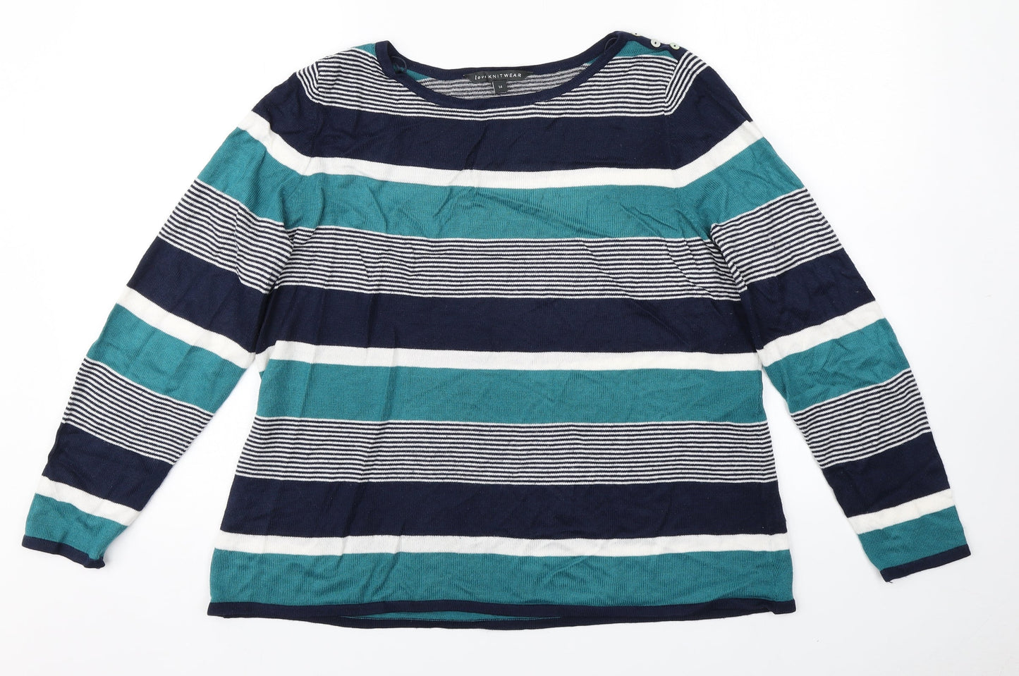 love knitwear Womens Multicoloured Striped Knit Pullover Jumper Size 14
