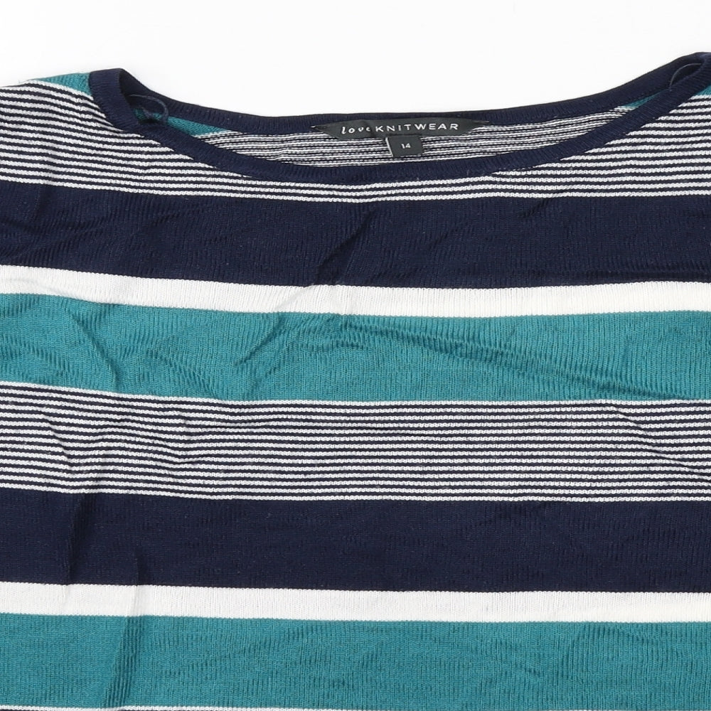 love knitwear Womens Multicoloured Striped Knit Pullover Jumper Size 14