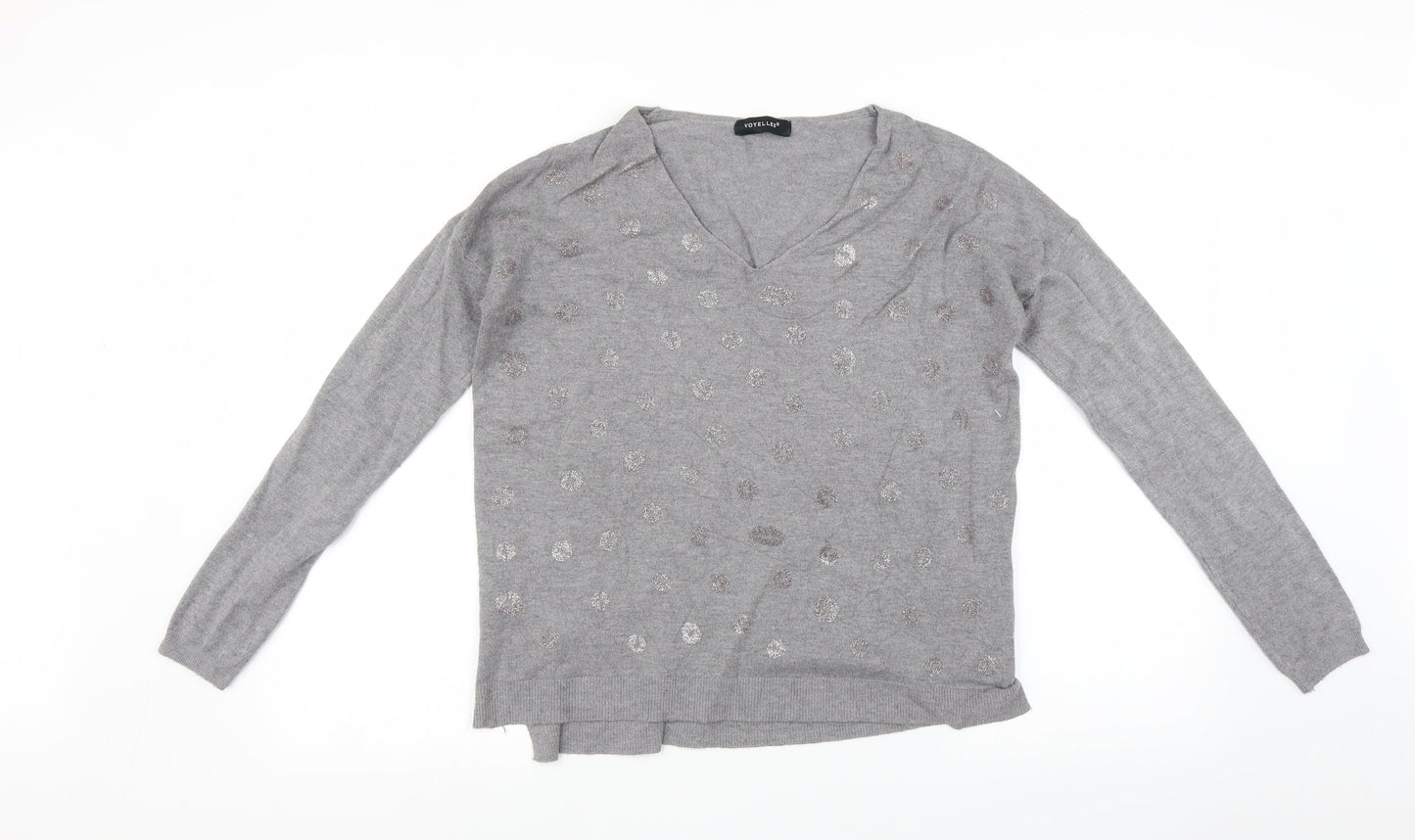 Voyelles Womens Grey Animal Print  Basic T-Shirt Size M