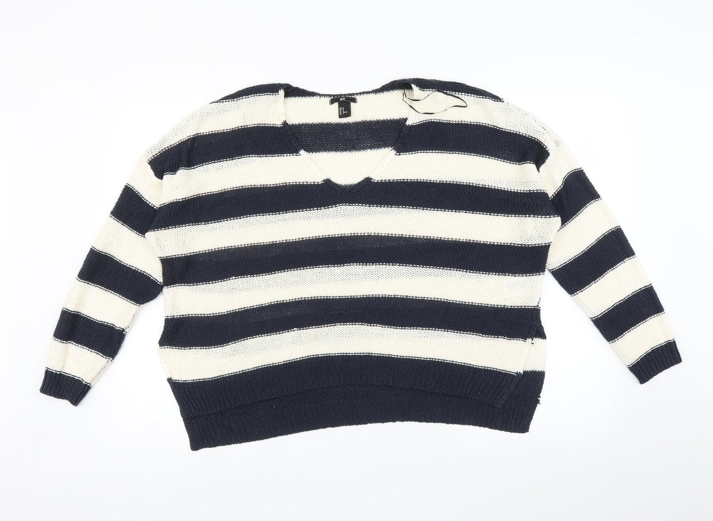 H&M Womens Multicoloured Striped  Pullover Jumper Size M