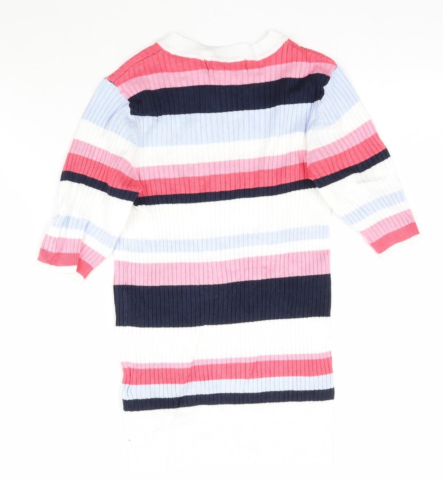 Marks and Spencer Womens Multicoloured Striped Knit Basic T-Shirt Size 6