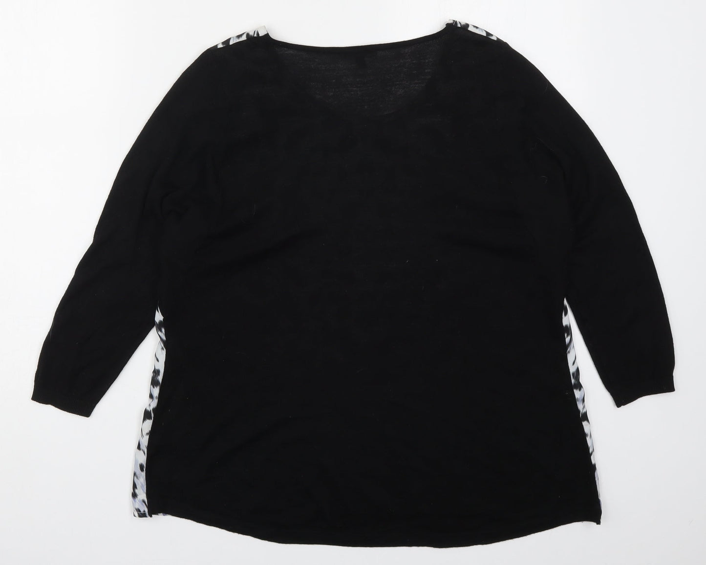 Warehouse Womens Black Animal Print  Basic T-Shirt Size 10  - Blue