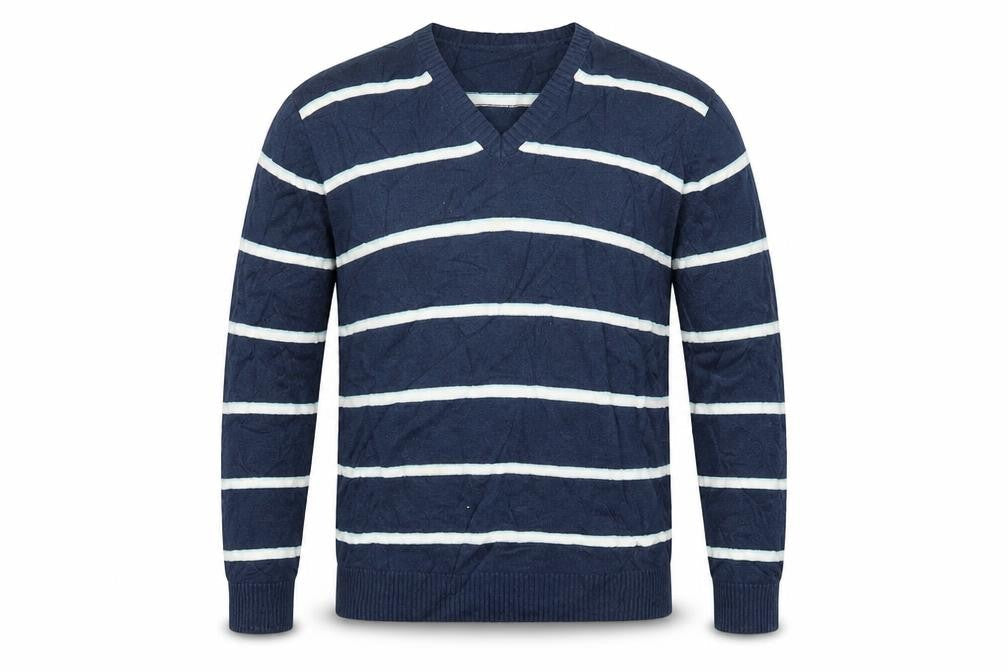 Marks and Spencer Mens Blue Striped Knit Pullover Jumper Size L