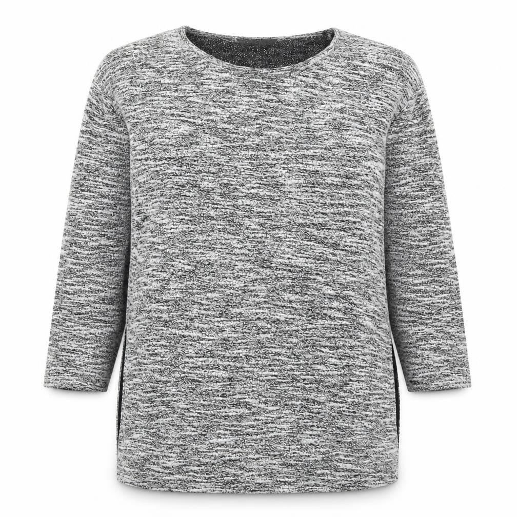 Front view of Miss Selfridge women’s grey knit jumper, size UK 6