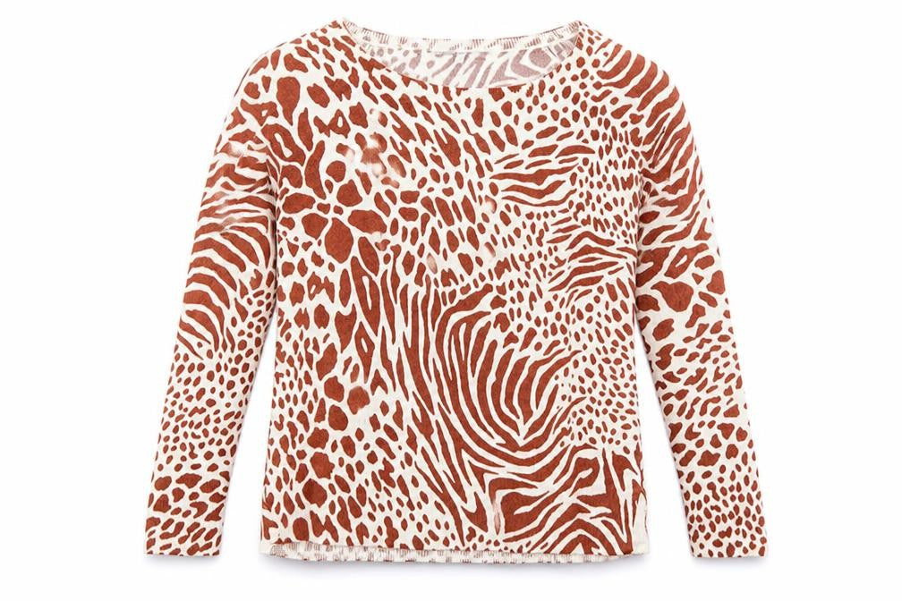 NEXT Womens Brown Animal Print Knit Pullover Jumper Size 12