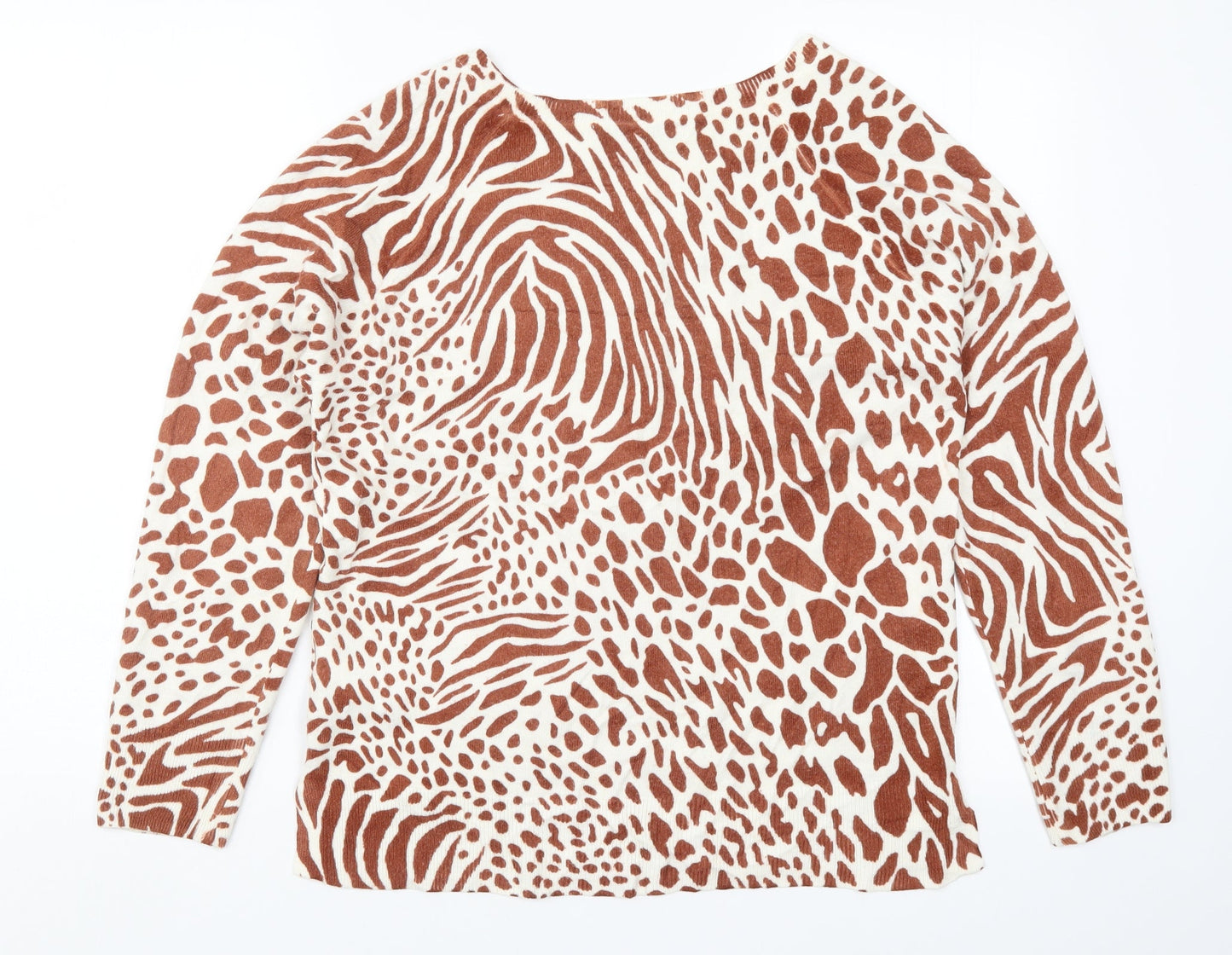 NEXT Womens Brown Animal Print Knit Pullover Jumper Size 12