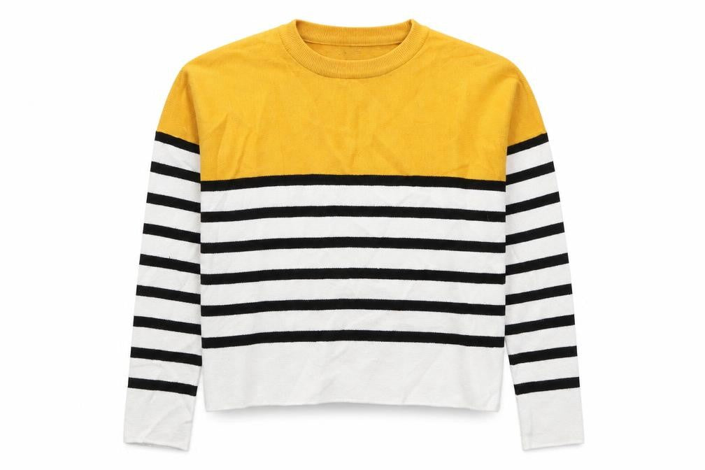 New Look Womens Yellow Striped Knit Pullover Jumper Size S