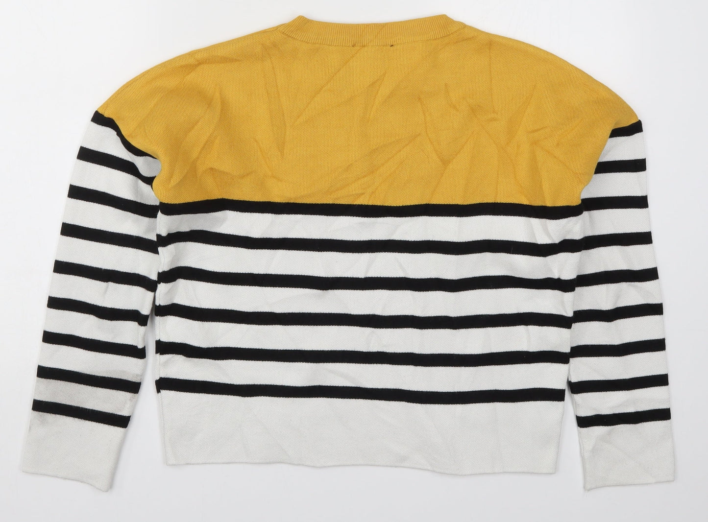 New Look Womens Yellow Striped Knit Pullover Jumper Size S