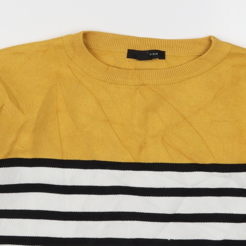 New Look Womens Yellow Striped Knit Pullover Jumper Size S