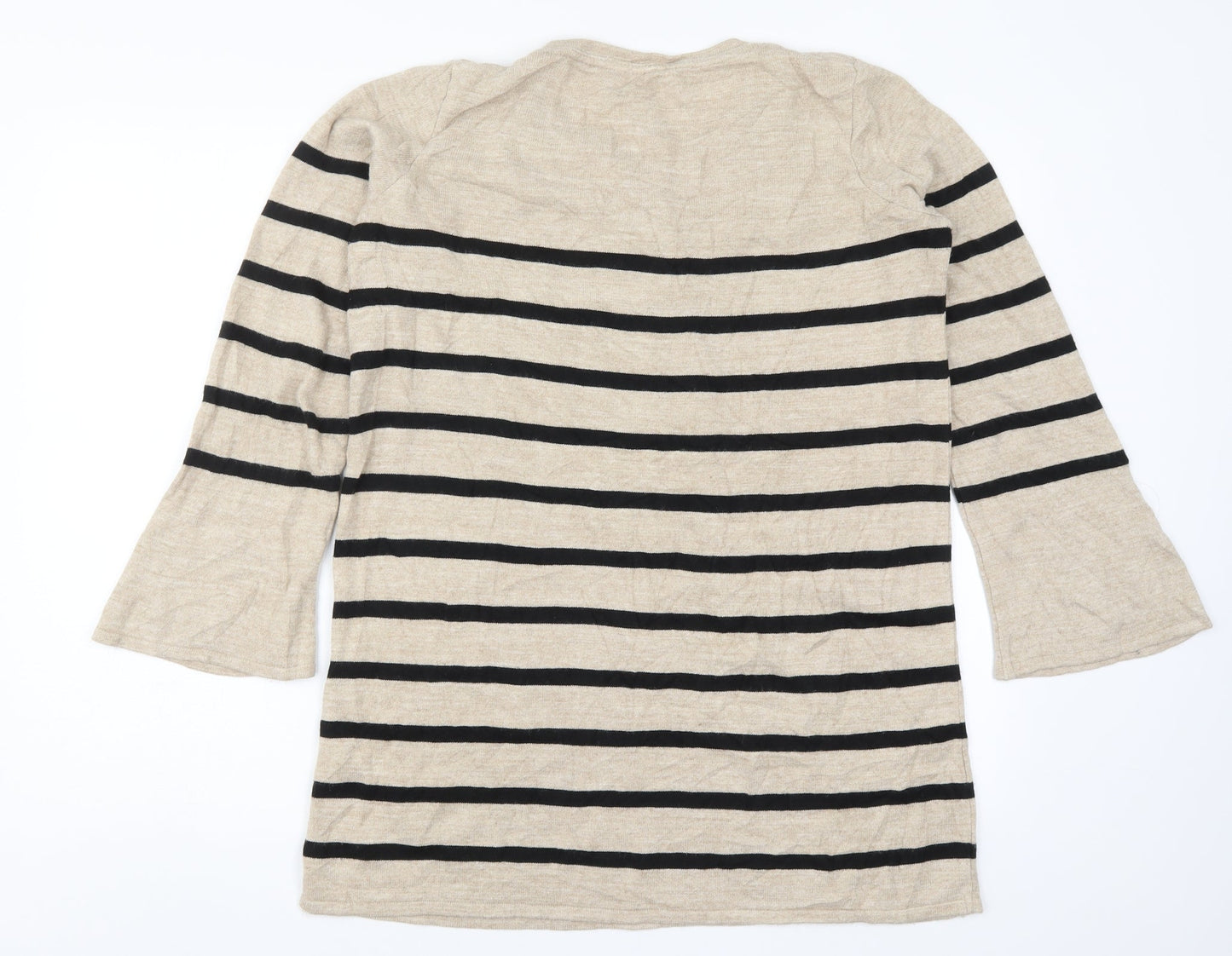 George Womens Beige Striped Knit Pullover Jumper Size 14