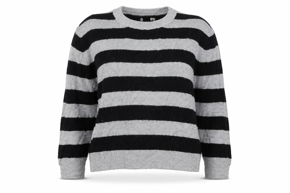 Preworn Womens Grey Striped Knit Pullover Jumper Size S