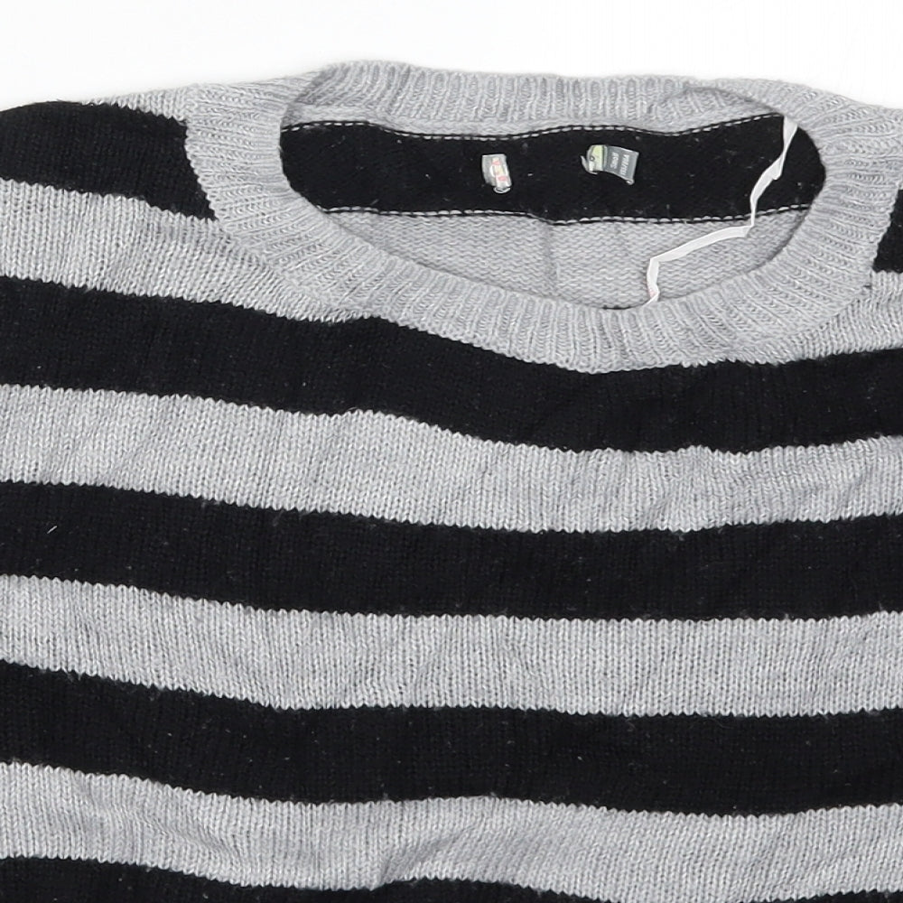 Preworn Womens Grey Striped Knit Pullover Jumper Size S