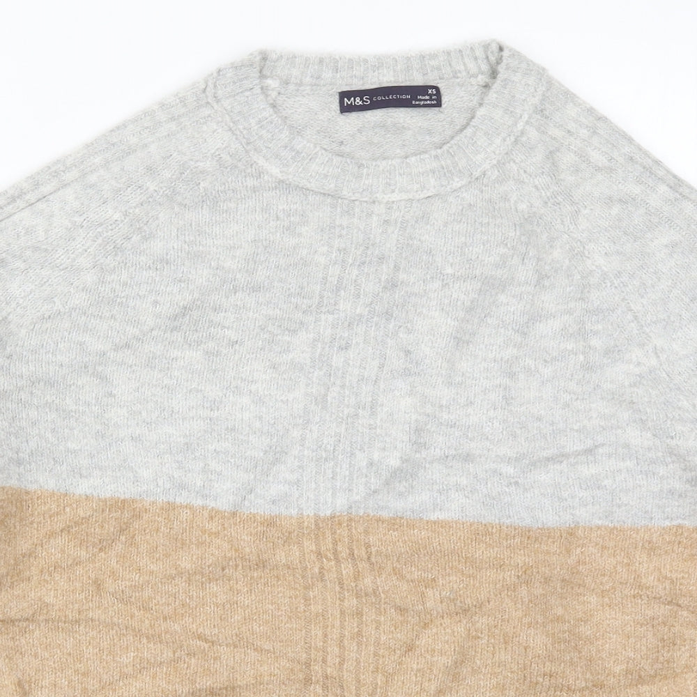 Marks and Spencer Womens Beige Striped Knit Pullover Jumper Size XS