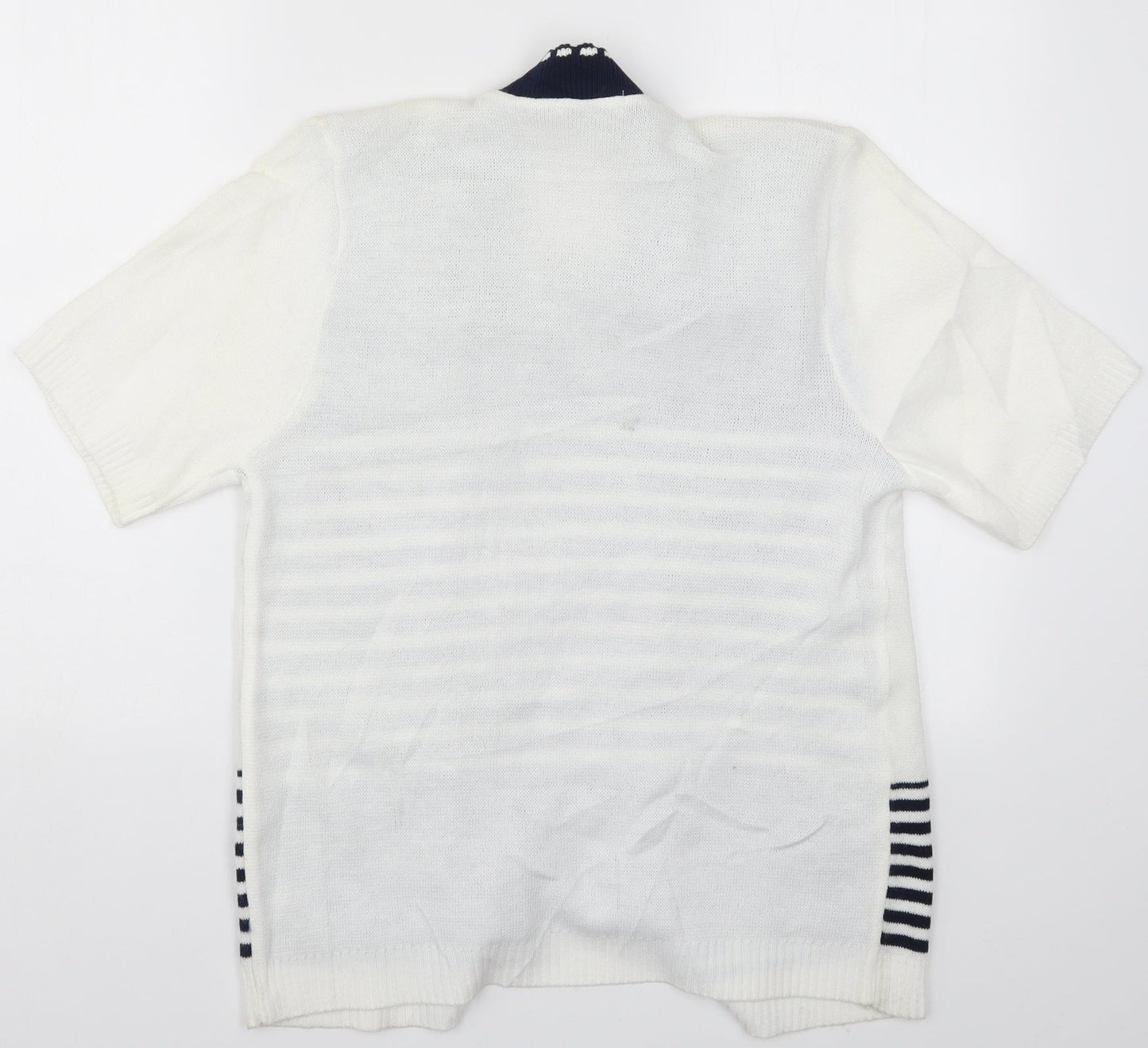 Hand to hand Womens White Striped Knit Cardigan Jumper Size S  - Blue Cardigan and Jumper all in one